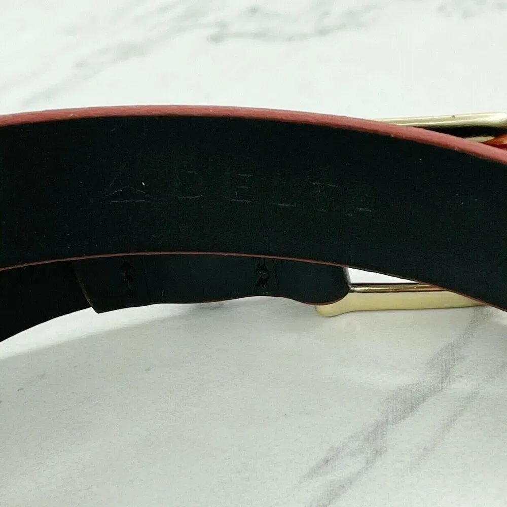 Delta Airlines Black Leather Belt with Red Trim Size Small S
